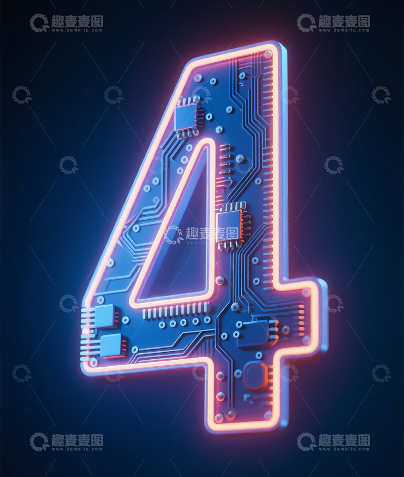 高清大图下载【趣麦麦图】发光数字4