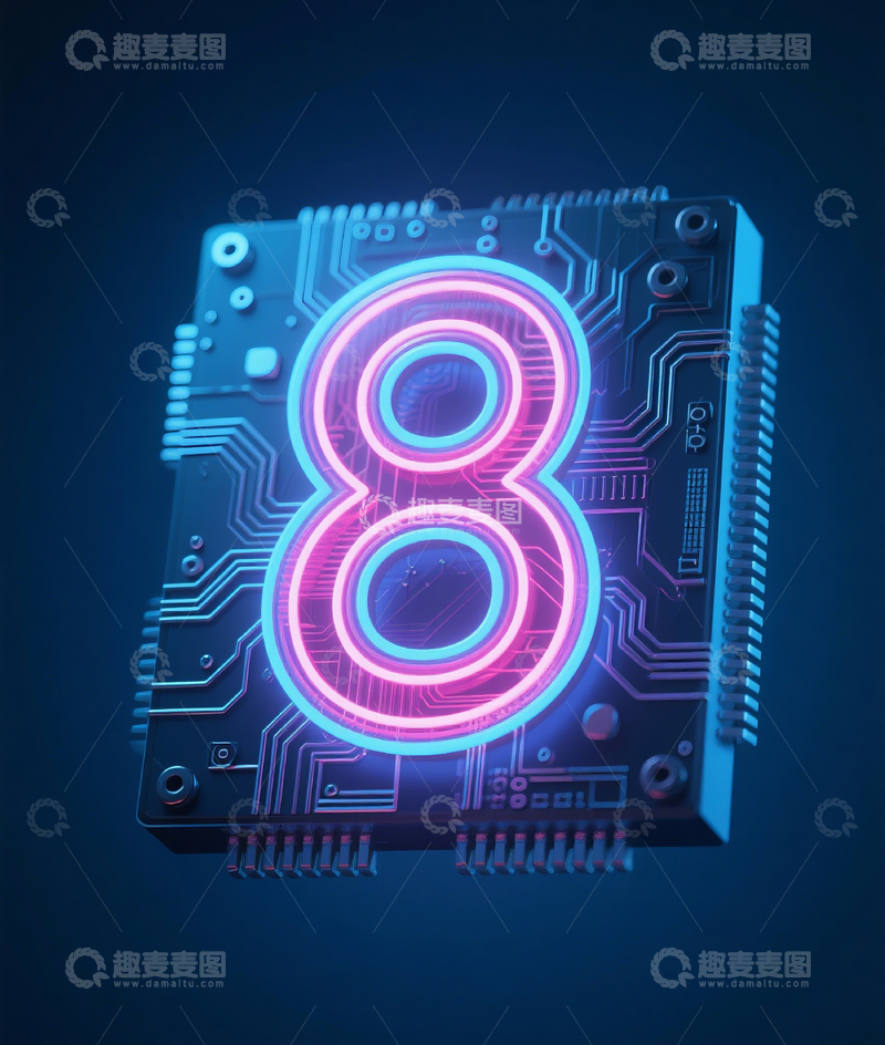 高清大图下载【趣麦麦图】发光数字81