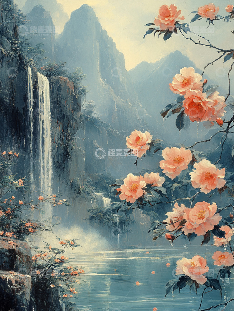 高清大图下载【趣麦麦图】国风插画背景素材16