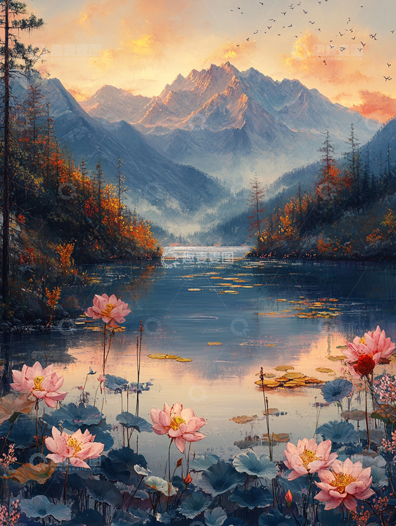 高清大图下载【趣麦麦图】国风插画背景素材12