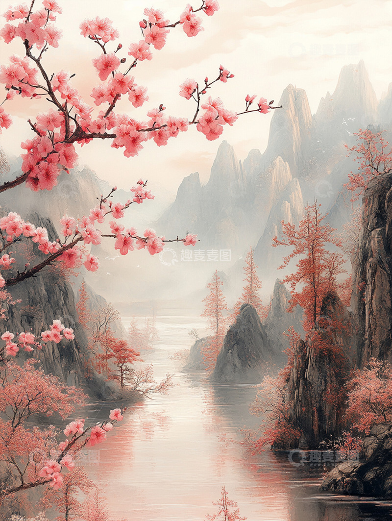 高清大图下载【趣麦麦图】国风插画背景素材13