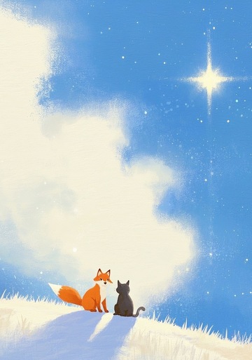 山坡上的狐狸和猫