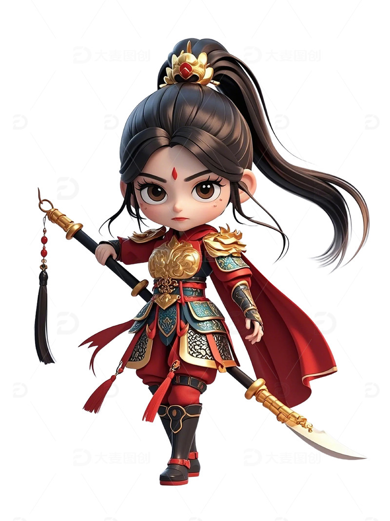 卡通3D水浒人物扈三娘手办