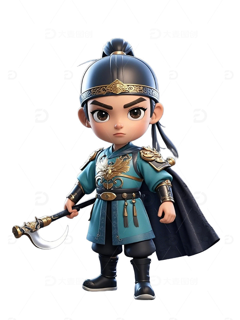 高清大图下载【趣麦麦图】卡通3D水浒人物穆春手办
