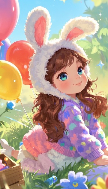 戴兔子帽的少女