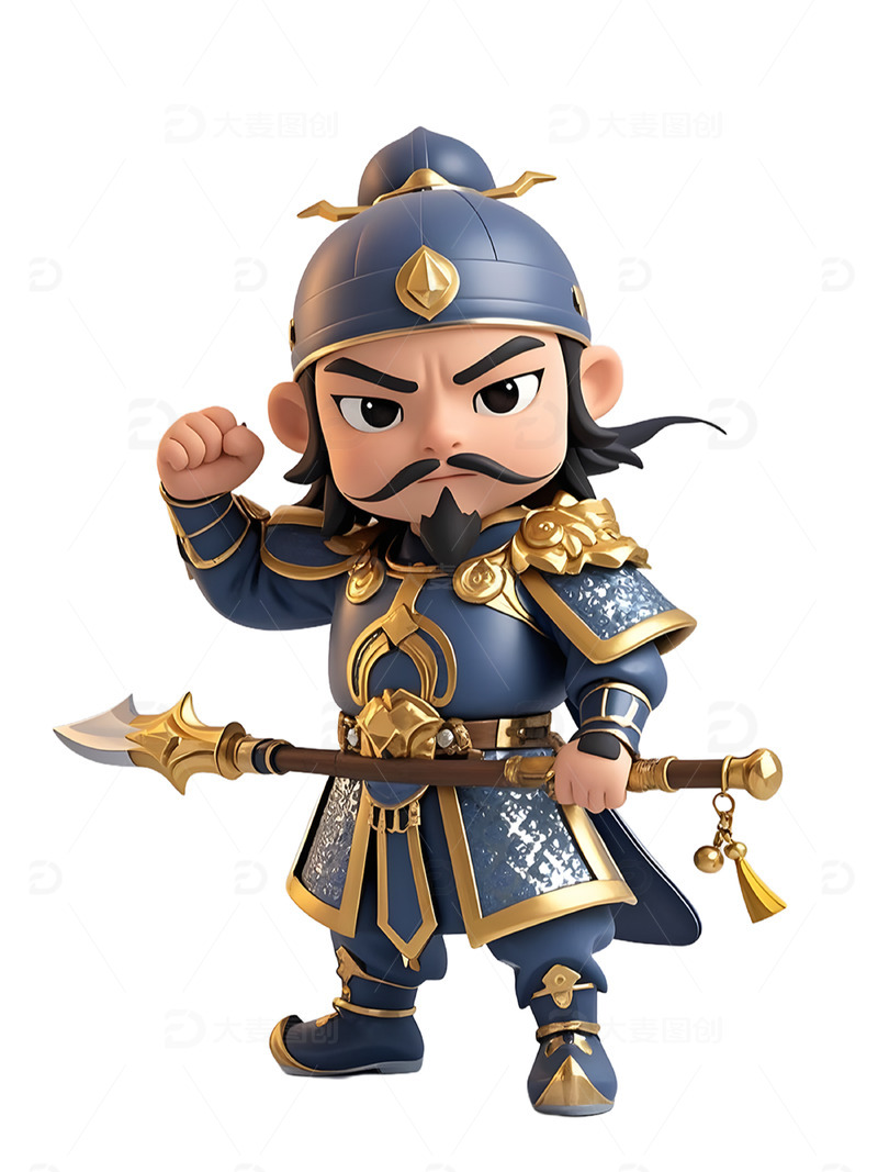 卡通3D水浒人物卢俊义手办