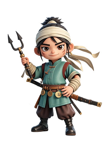 卡通3D水浒人物王定六手办