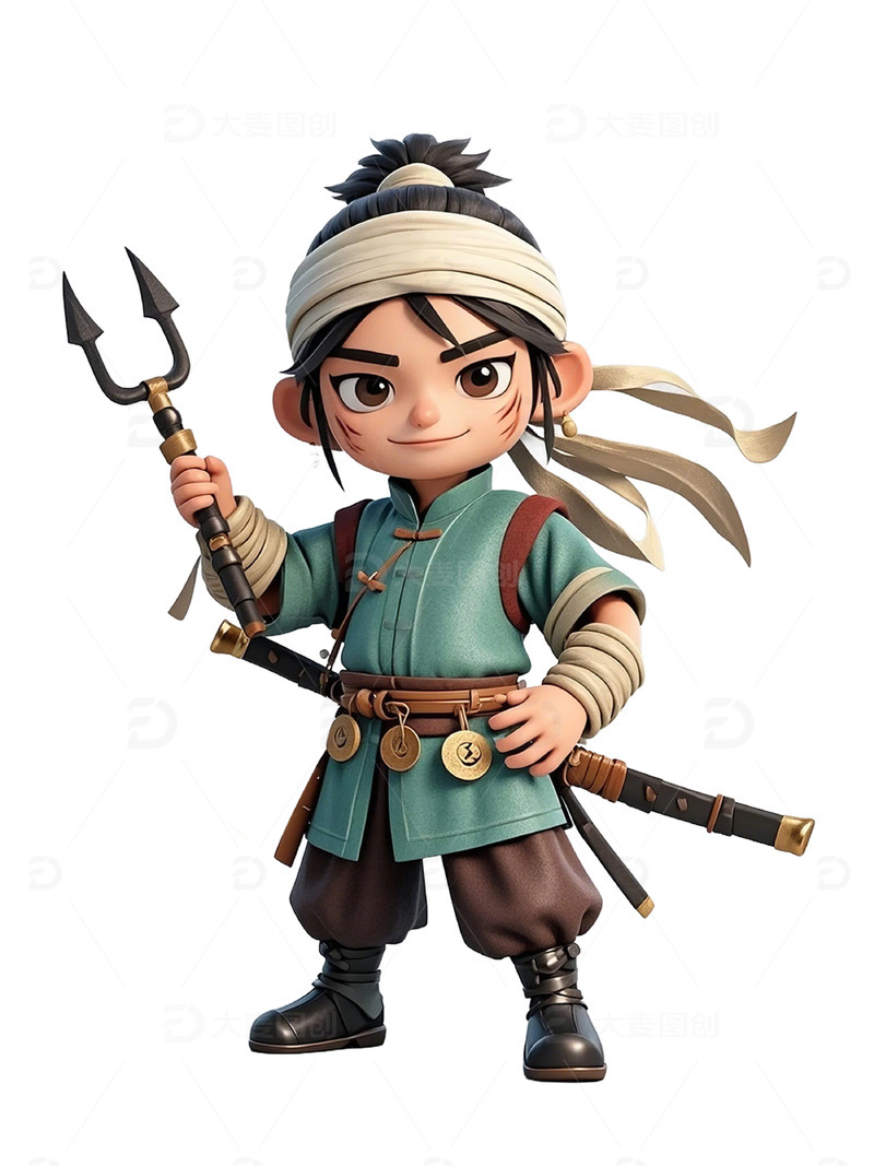 卡通3D水浒人物王定六手办