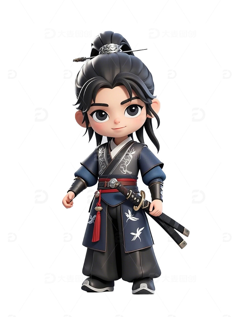 卡通3D水浒人物燕青手办