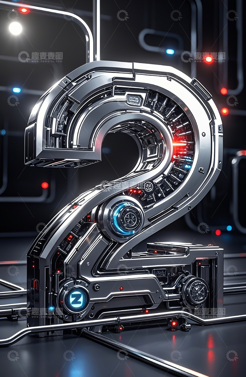 高清大图下载【趣麦麦图】赛博朋克机械数字24