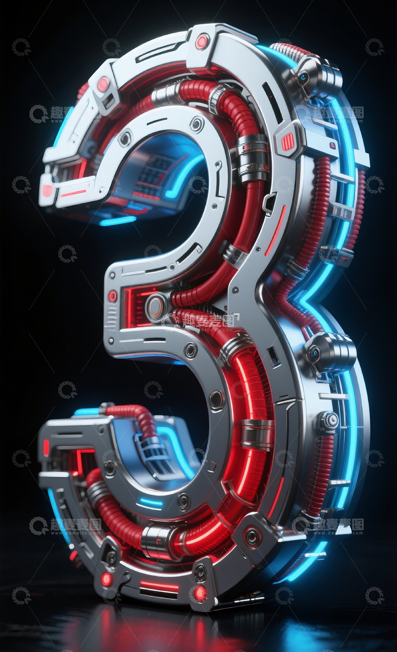 高清大图下载【趣麦麦图】赛博朋克机械数字3