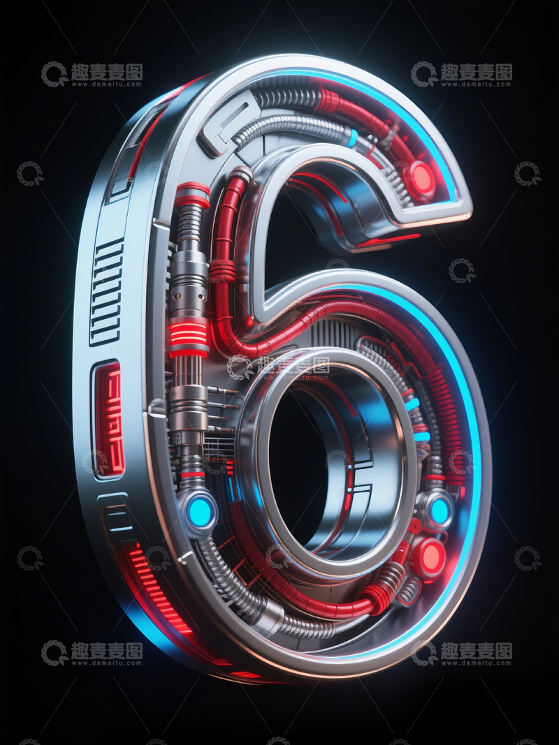 高清大图下载【趣麦麦图】赛博机械数字66