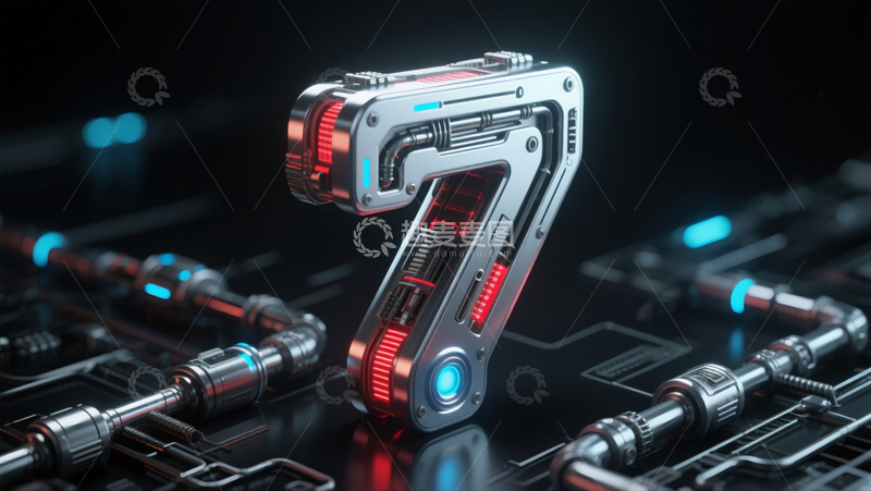 高清大图下载【趣麦麦图】赛博机械数字7