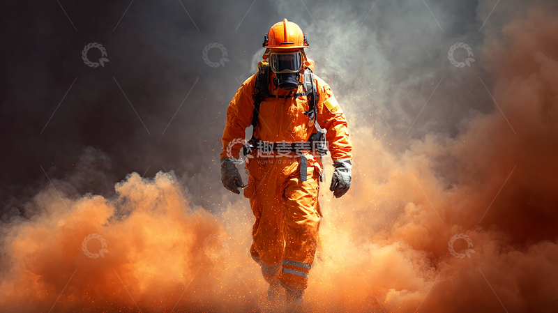 高清大图下载【趣麦麦图】浴火烟雾消防员素材