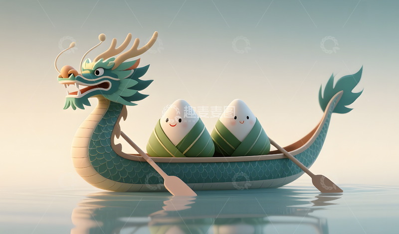 高清大图下载【趣麦麦图】端午节海报背景粽子龙舟2