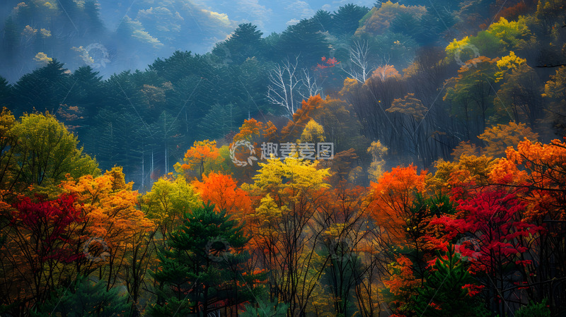 高清大图下载【趣麦麦图】秋天的彩色森林2
