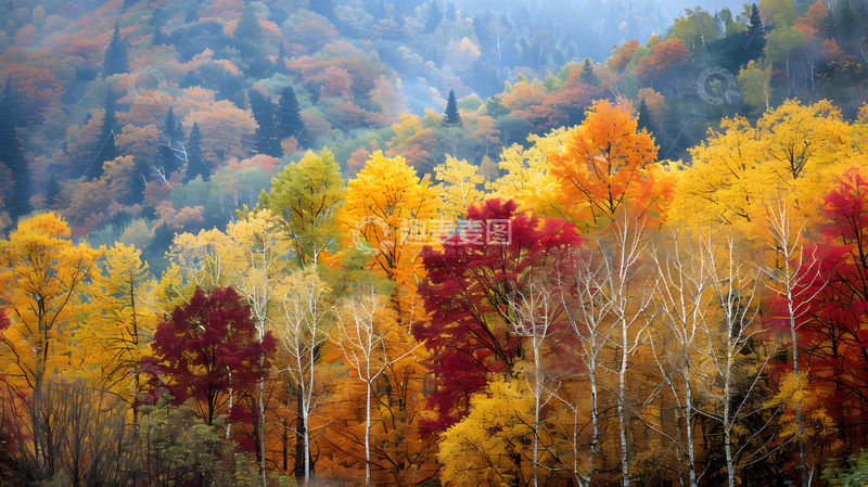 高清大图下载【趣麦麦图】秋天的彩色森林3