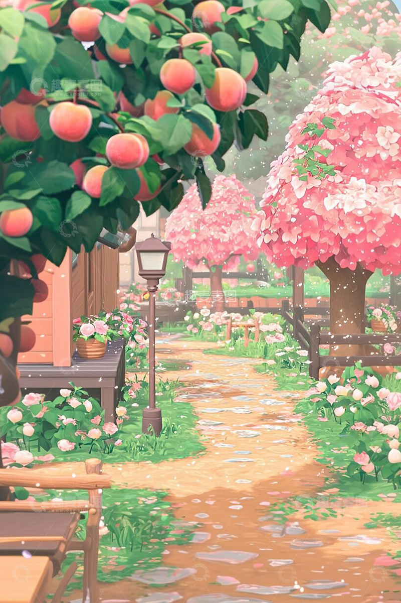 高清大图下载【趣麦麦图】桃子桃花小院