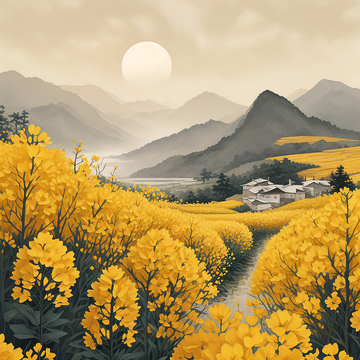 国风乡村油菜花