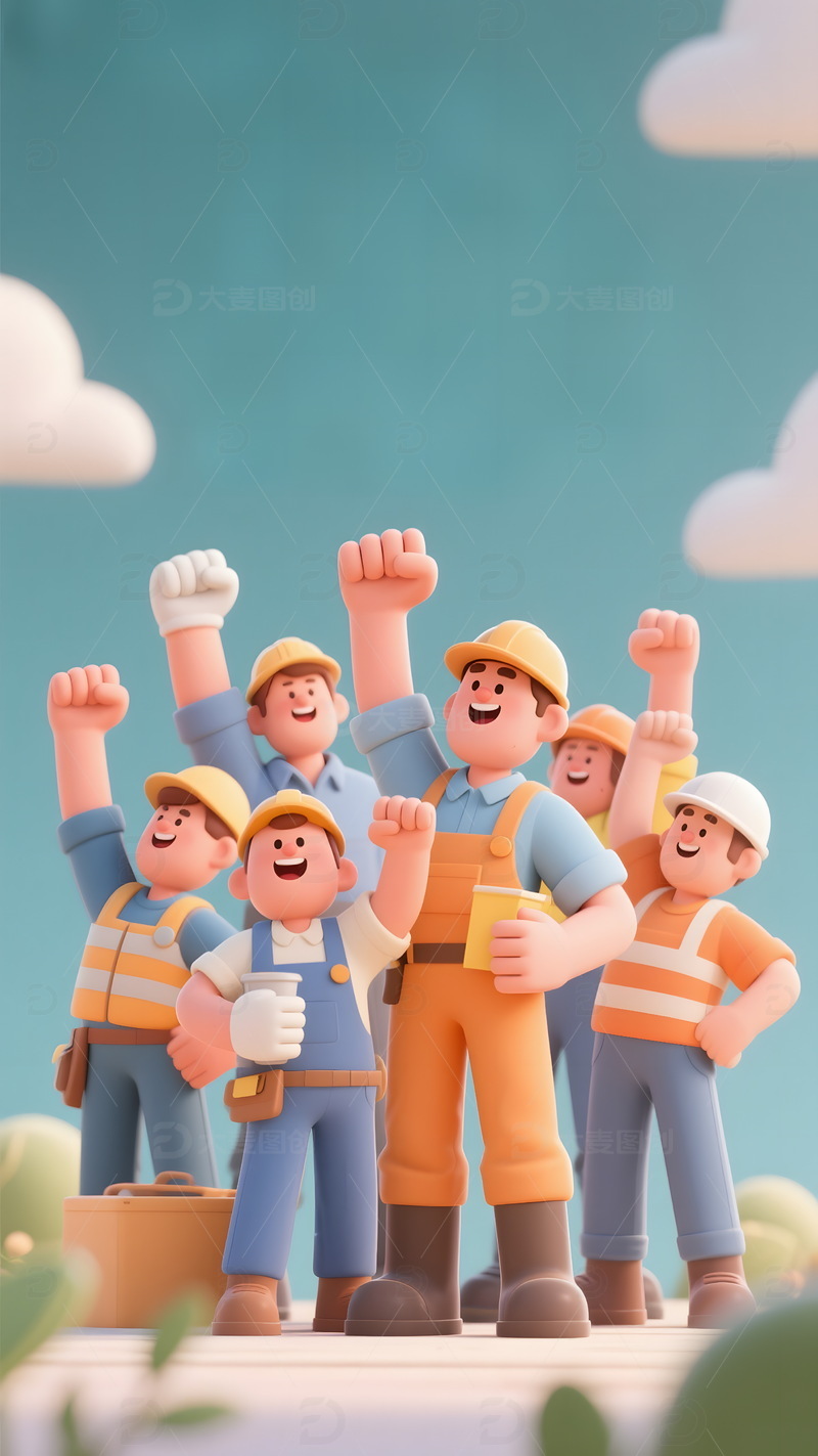 五一劳动节劳动人物海报背景图4