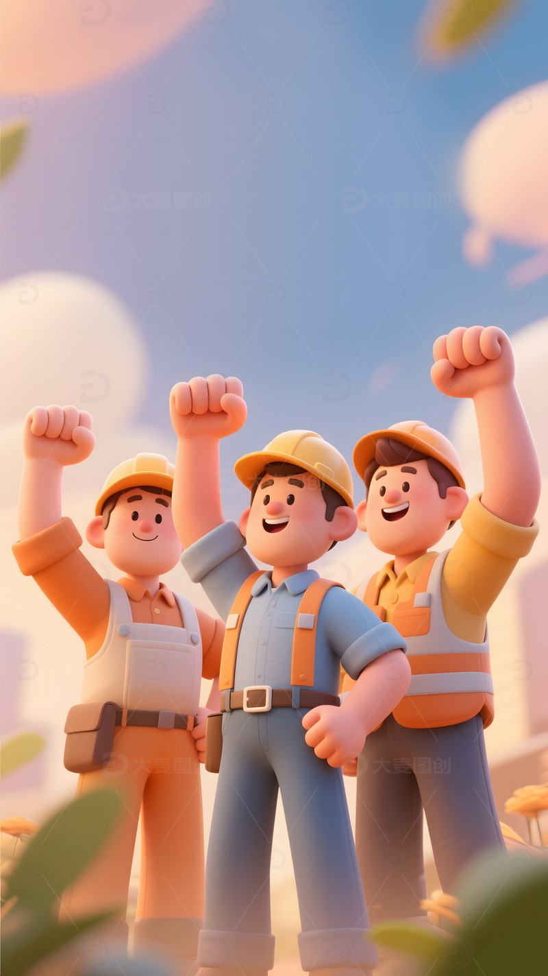 五一劳动节劳动人物海报背景图6