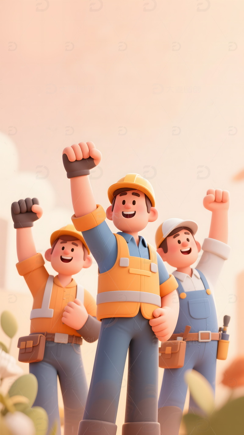 五一劳动节劳动人物海报背景图5