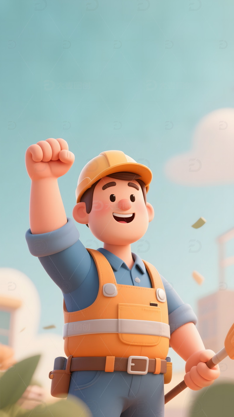 五一劳动节劳动人物海报背景图3