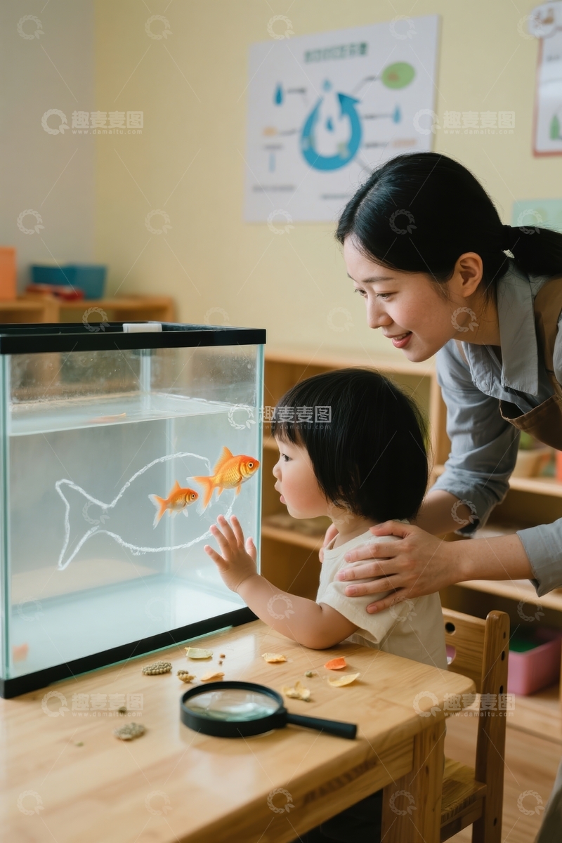 高清大图下载【趣麦麦图】金鱼与好奇