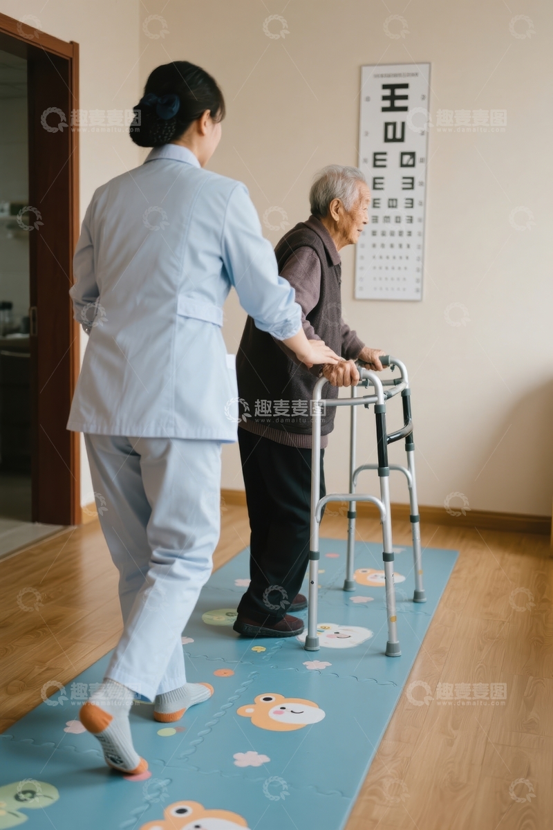 高清大图下载【趣麦麦图】乐龄关怀搀扶与鼓励