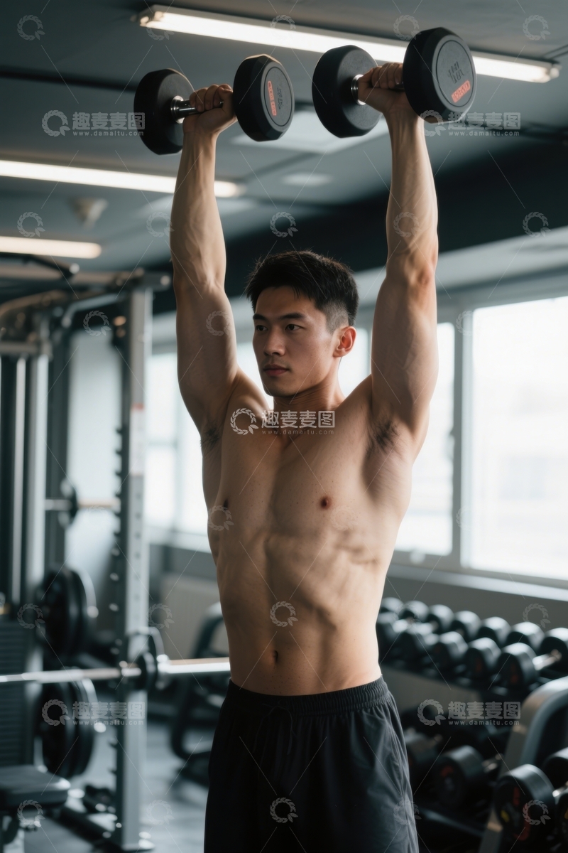 高清大图下载【趣麦麦图】健身房的力量训练