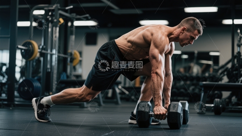 高清大图下载【趣麦麦图】健身训练：力量与专注