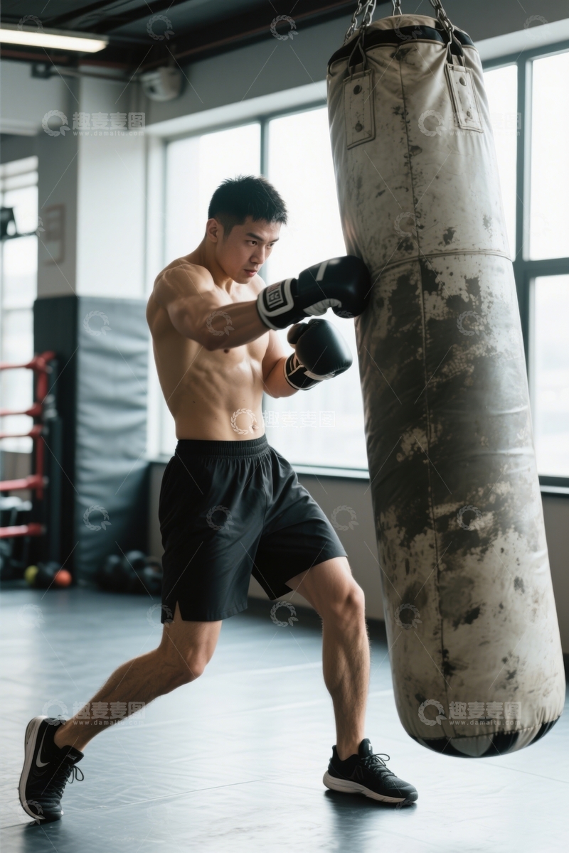 高清大图下载【趣麦麦图】拳击训练：力量、技巧、专注