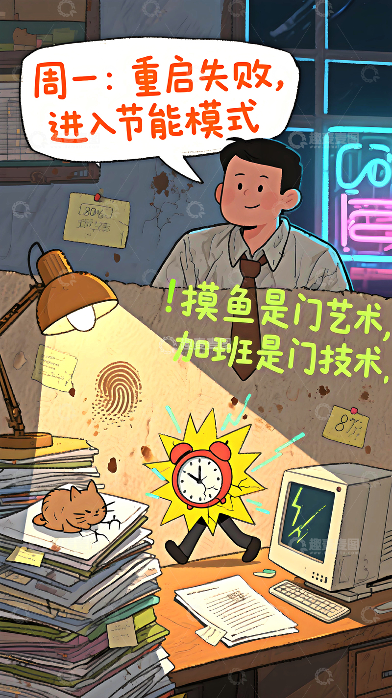 高清大图下载【趣麦麦图】打工人趣味语录海报