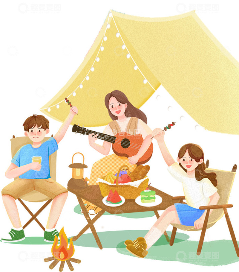 高清大图下载【趣麦麦图】聚会欢乐露营
