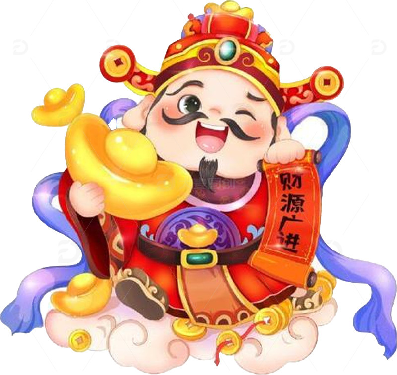 高清大图下载【趣麦麦图】过年舞狮财神