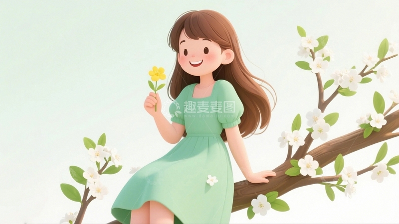 高清大图下载【趣麦麦图】春游的可爱女孩4