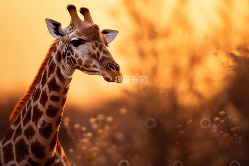 高清大图下载【趣麦麦图】户外的一只长颈鹿特写
