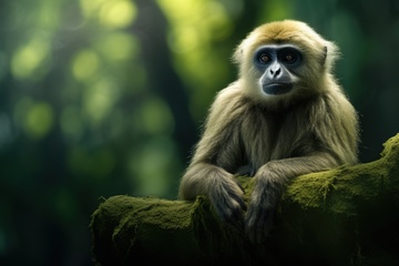 趴在树干上的金丝猴