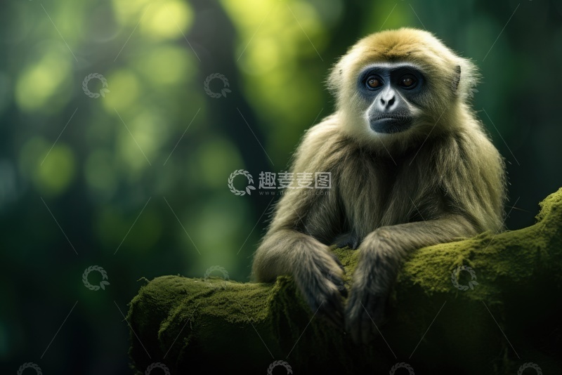 高清大图下载【趣麦麦图】趴在树干上的金丝猴