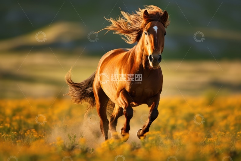 高清大图下载【趣麦麦图】野外奔跑的一匹骏马