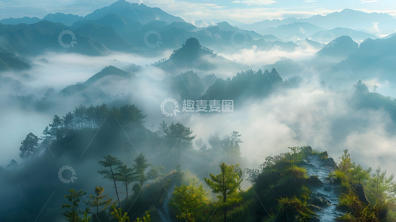 高清大图下载【趣麦麦图】云雾缭绕的山峰5