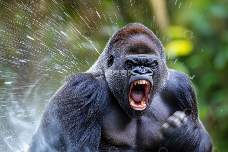 高清大图下载【趣麦麦图】发怒的一只大猩猩