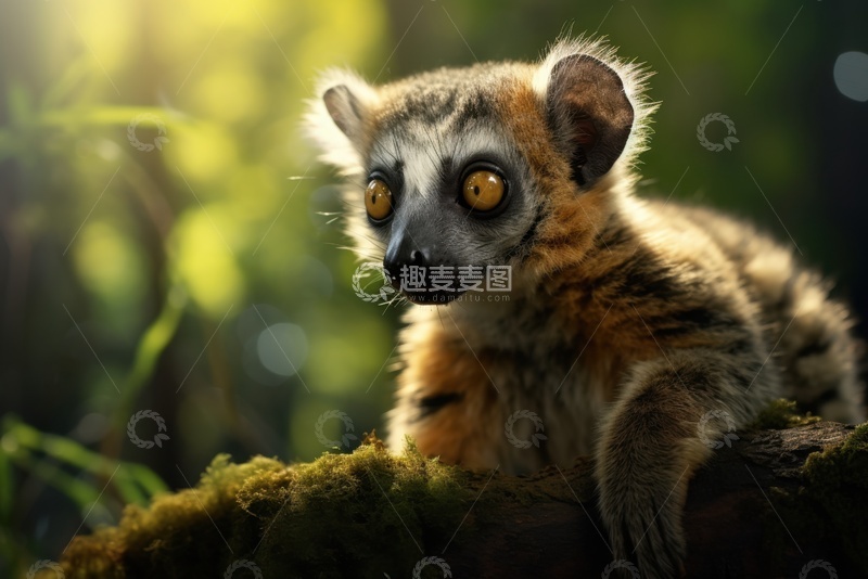 高清大图下载【趣麦麦图】森林里的一只狐猴