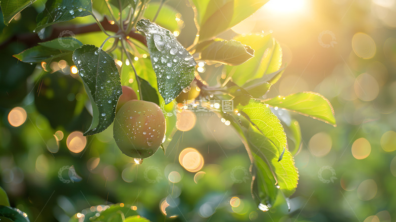 高清大图下载【趣麦麦图】春天果实上的雨滴