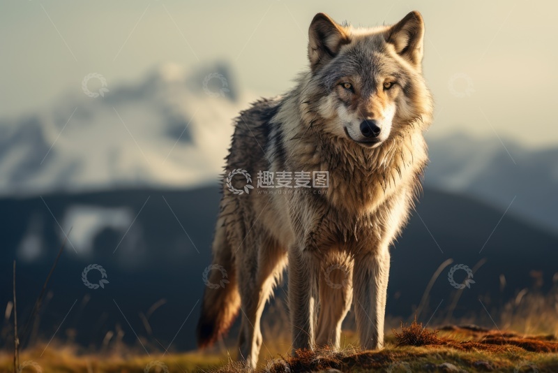 高清大图下载【趣麦麦图】草原上的一匹狼