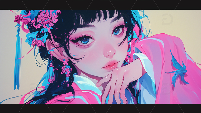 高清大图下载【趣麦麦图】国潮戏曲女孩