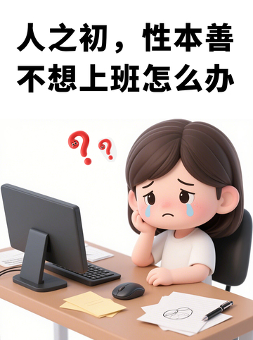 小红书趣味卡通不想上班封面