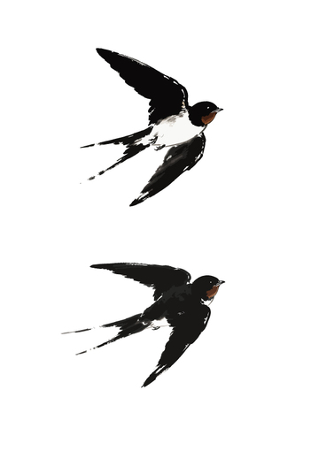 水墨画燕子矢量图