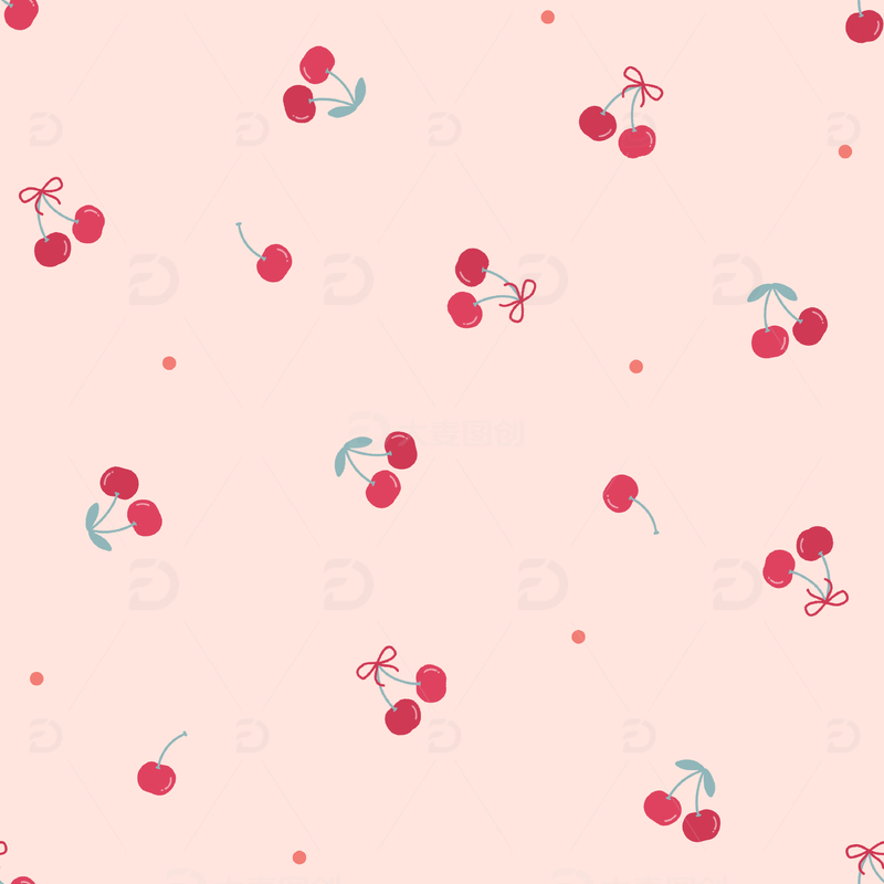 樱桃满印四方连续图案