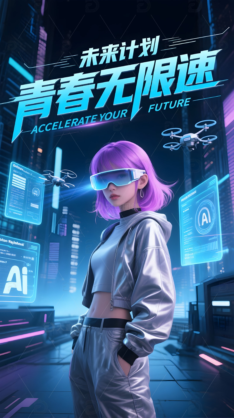 青年节科技感海报设计
